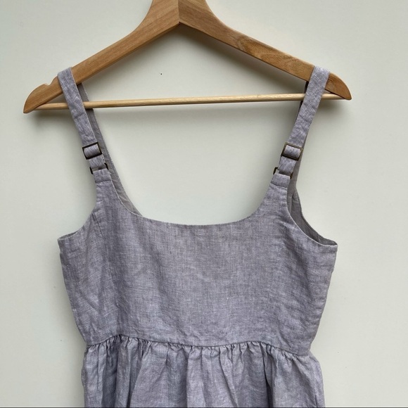 Armani Exchange Grey 100% Linen Front Zip Dress Size 4 - Picture 6 of 10